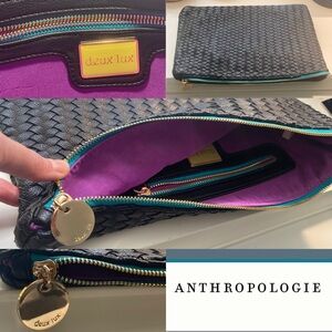 Anthropologie X Deux Lux Handwoven Flat Clutch w Dust Bag